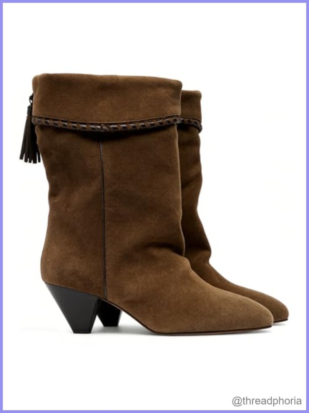 Suede Ankle Boots Slouchy Fold Over Cowboy Boots Pointed Toe Low Heel Western
